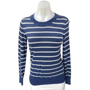 Banana Republic Forever Women's Blue Striped Crewneck Long Sleeve Sweater Top XS